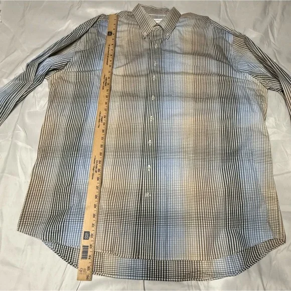 Cutter & Buck Check Dress Shirt Button Down Tan White Gold 2XLT 100% Cotton - Picture 7 of 14